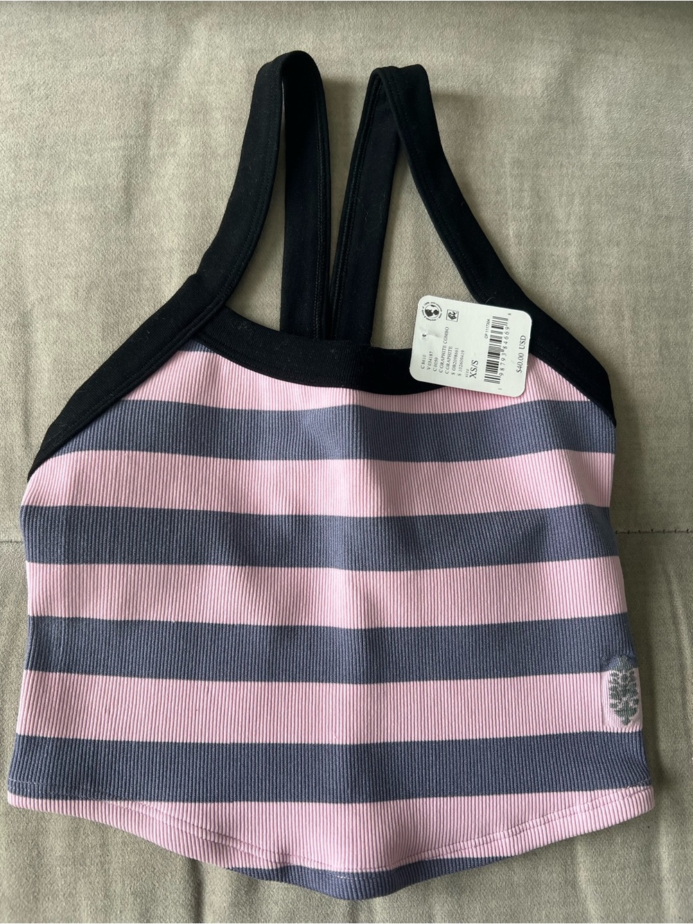 Free People FP Movement All Clear Striped Cami in Graphite Combo Size XS/S NWT - Picture 2 of 12